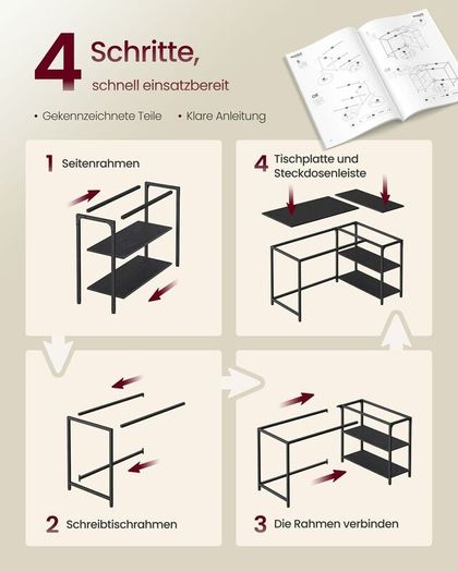 L Shaped Corner Desk with Storage Shelves