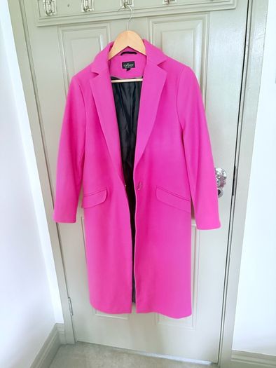 Hot pink wool mix coat in hot pink from Topshop size 10