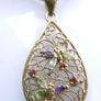 Vintage 18K Gold Plated Sterling Silver 925, Butterflies Crystal Oval Pendant Necklace, length 18" - 5,83g Image 5