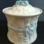 Fabulous Belleek Blue Ribbon Pattern Biscuit Barrell with the Gold Backstamp, 7th Mark - 1980-1993 Image 5