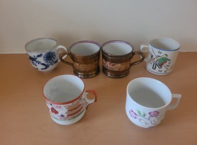 Six antique tea cups