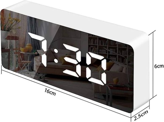 Mirror Alarm Clock, Digital Alarm Clock 3" LED Display with Light Sensing Dimming Mode, Snooze, Adjustable Brightness, Bedside Clock for Bedroom Living Room Home Decor (FREE SHIPPING)