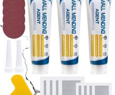 Filler Repair Kit,Wall Mending Agent White with Drywall Patch,Scraper,Sandpaper,Nozzle Extender,Kit for Repairing Holes,Peeling,Graffiti,Cracks