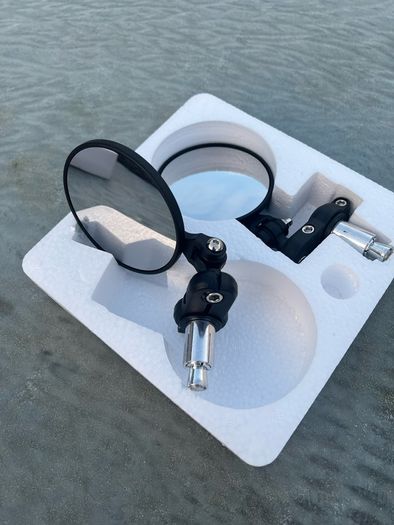 Foldable round bar end mirrors