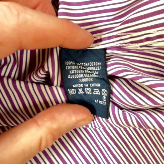 Ralph Lauren - Womens - Size 10 - Purple Stripe Long Sleeve Cotton Shirt