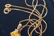 10 ct Gold Pendant with Natural Topaz and Diamonds