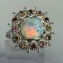 Ethiopian Opal, White Zircon Multi-Tourmaline Cosmo Ring Image 3