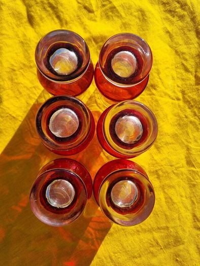 Mid Century Footed Glasses Set of 6.