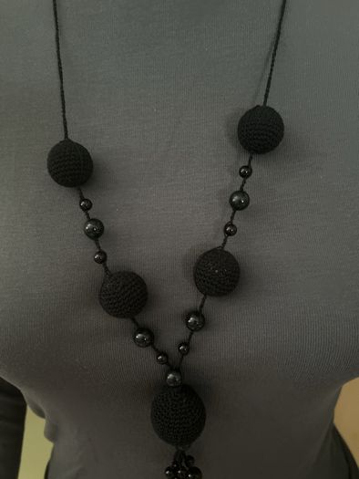 Handmade black crochet necklace