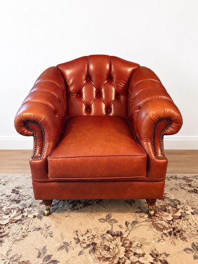 Chesterfield Leather Armchair Deep buttoned