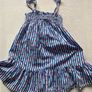 Girl's Blue and White Striped Cherry Summer Dress Image 4