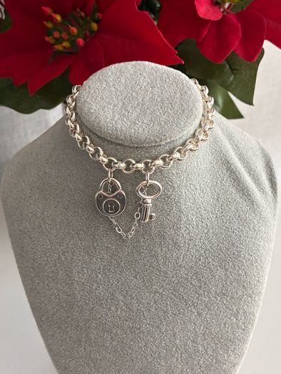 Silver Plated Lock and Key Bracelet
