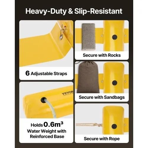 3.66 m Length x 51 cm Height Sandbag Alternative, Water Barrier for Flooding with Great Waterproof Effect, Reusable PVC Water Diversion Tubes, Flood Barriers for Home, Door, Garage