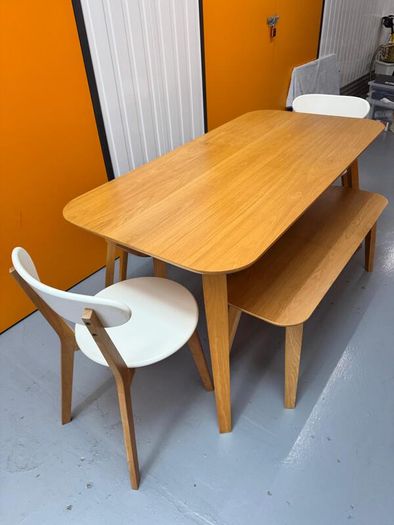 John Lewis dining table with two benches and 2 chairs