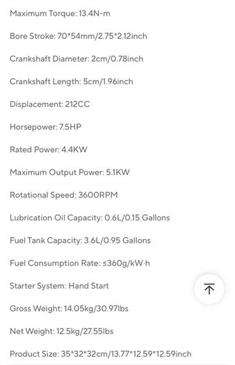 7.5HP 212cc Gasoline Engine, 4-Stroke 4KW