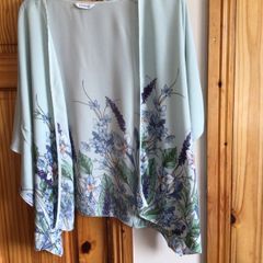 Evans Ladies pale blue floral holiday cover up cardi top Uk 16 includes postage