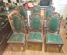 6 Antique Gothic Renaissance Jacobean Chairs Collection Only