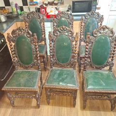 6 Antique Gothic Renaissance Jacobean Chairs Collection Only