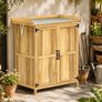 Wooden Garden Storage Cabinet with Stainless Steel Worktop and Shelves Image 3
