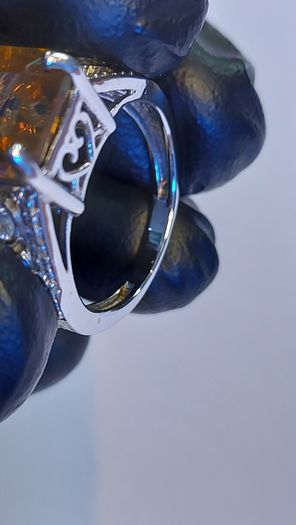 Natural Honey Quartz 3 ct  Ring 925 Silver