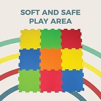 Activo Foam Play Mat 9pcs 29CM x 29CM Large Interlocking Foam Mat for Babies, Toddlers and Kids, Interlocking Soft Play Tiles for Baby Play Room