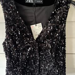 Black Zara sequin waistcoat NEW with tags