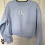 Calvin Klein Jeans cropped sweatshirt pale blue sequin logo size L EUR 40 42 UK 12 14 Image 3