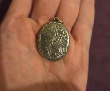 Victorian Silver Star Locket Floral Engraved