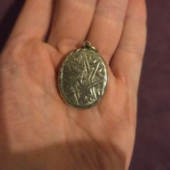 Victorian Silver Star Locket Floral Engraved
