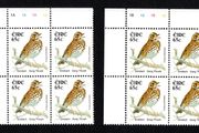 2002-04 Ireland Tenth Definitive Stamp Series Birds 65c Song Thrush Plate Block 1A1A1A1A &amp; 1B1B1B1B Mint Never Hinged (MNH)