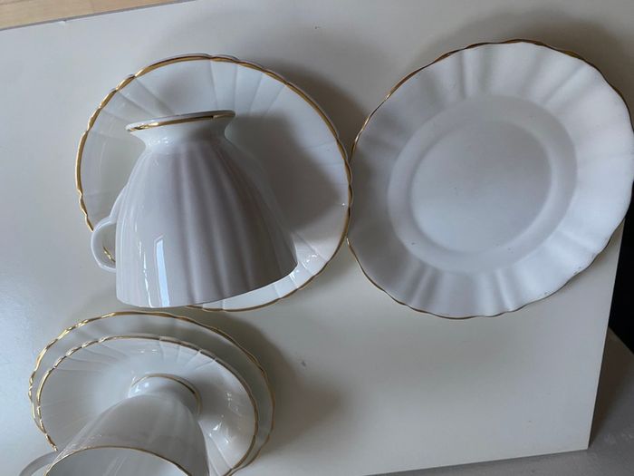 Regina China vintage elegant white  and gold  china trios