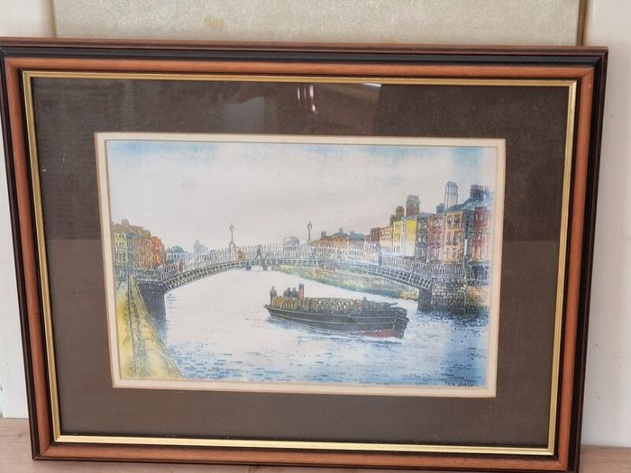The halfpenny bridge, Dublin - framed picture.