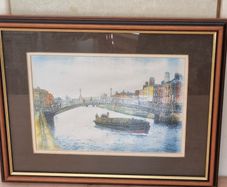 The halfpenny bridge, Dublin - framed picture.