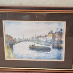 The halfpenny bridge, Dublin - framed picture.