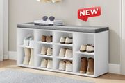 Shoe Rack Bench 10 Pairs White-Grey