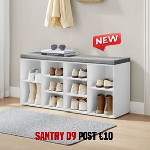 Shoe Rack Bench 10 Pairs White-Grey