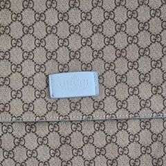 Gucci GG Supreme Canvas Baby Diaper Changing Bag Light Blue Trim