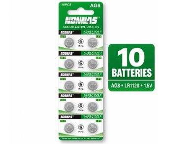 10 Batteries AG8 LR1120 1.5V Alkaline Button Cell