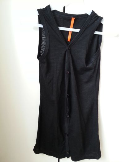 Black Sleeveless Top with Buttons - Festival Wear