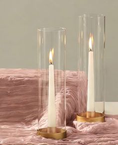Elegant Glass Hurricane Candle Holders
