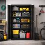 Black Metal Storage Cabinet Lockable With Shelves Image 2