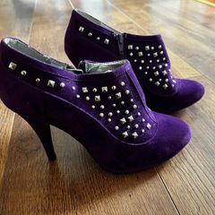 Purple swede high heels