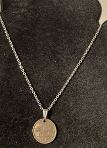 Coin stainless steel necklace. Penny 3d, 6d, shilling, florin