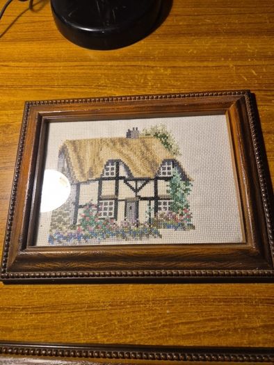2 Crochet Country House Pictures in Frames