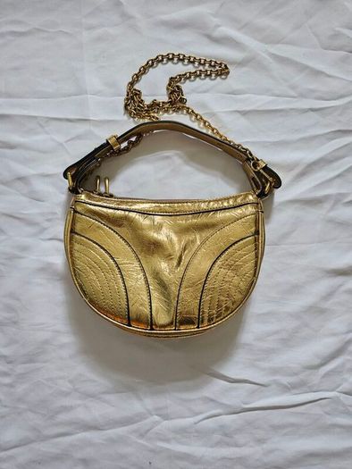 Zara Gold Patent Leather Shoulder Bag