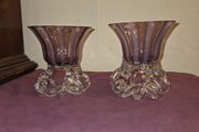 Pair of 1970's Jozefina Krosno Hand Blown Glass Bowl/Candle Holder