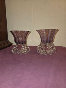 Pair of 1970's Jozefina Krosno Hand Blown Glass Bowl/Candle Holder