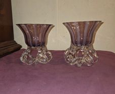 Pair of 1970's Jozefina Krosno Hand Blown Glass Bowl/Candle Holder