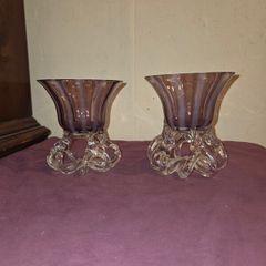 Pair of 1970's Jozefina Krosno Hand Blown Glass Bowl/Candle Holder