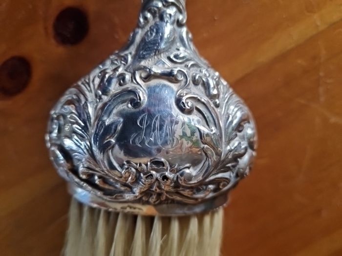 ornate sterling silver horsehair brush